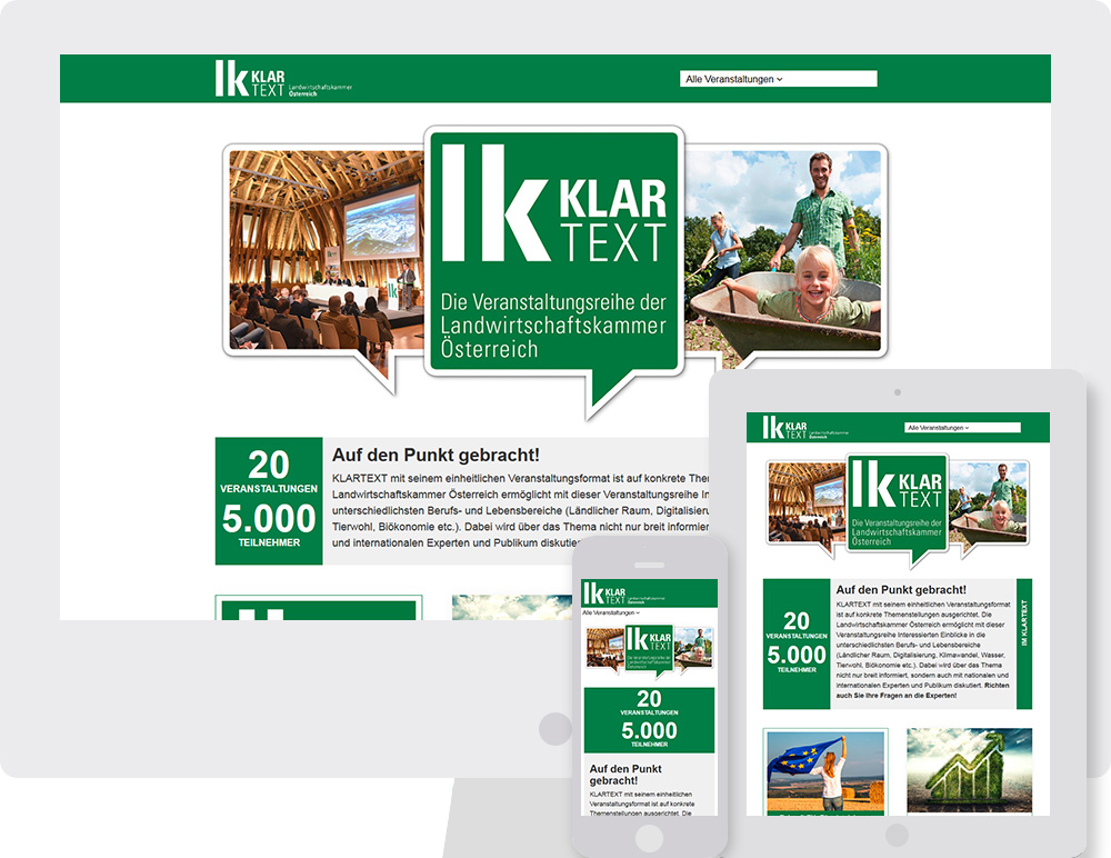 Referenz - Website "LK-Klartext" am Computer, Tablet und Smartphone
